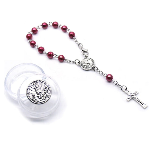 6mm Pearl Rosary Bracelet with Alloy Cross Beads